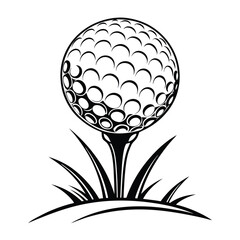 Black silhouette of a golf ball vector Art & Illustration