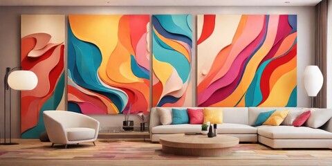 Abstractions Abstract shapes and colors, which can range from bright vibrant colors to calm colors, are preferred choices for decoration