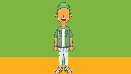 Cute cartoon style characters and colorful outfits