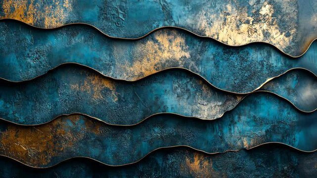 Abstract Teal and Gold Wave Pattern Texture (1)