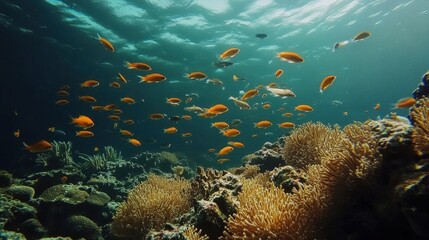 Fototapeta premium underwater coral reef scene with colorful fish