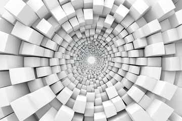 Abstract white cubic tunnel