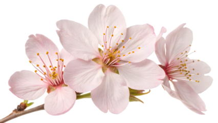 Elegant Pale Pink Cherry Blossom with Perfectly Symmetrical Petals on Transparent Background. Perfect for: Hanami Festival, Spring Equinox, Japanese Culture Events, Weddings