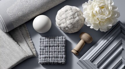 High-angle view of a stylish designer's desk with a sophisticated arrangement of items - luxury Designer sleek