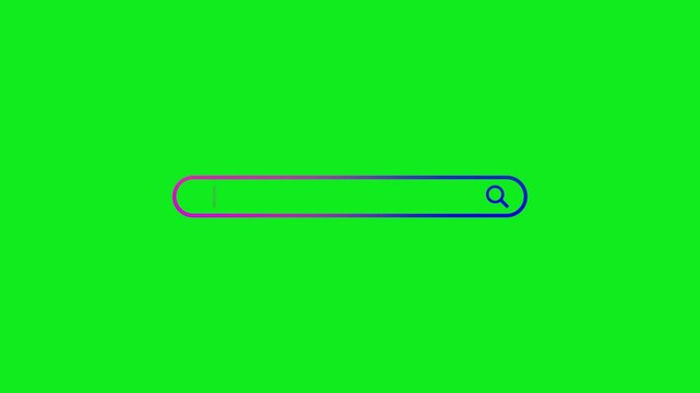 Web search icon animation.As the lens of the magnifying glass hovers over a search bar, a blinking cursor appears inside the bar, inviting interaction.