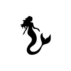 Mermaid silhouette icon vector