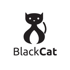 Beautiful Black Cat Pet Animal Silhouette Logo Template