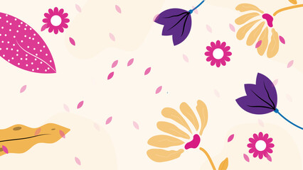Flat Summer Flower Pink Background Design