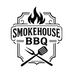Smokehouse BBQ Vintage Emblem logo 