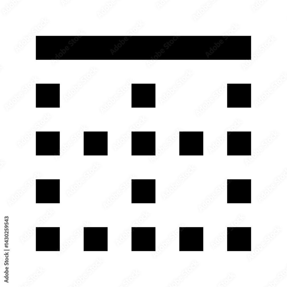 Poster a black grid with a horizontal bar at the top consisting of twelve squares arranged in a rectangular