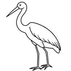 Elegant Stork Outline Vector