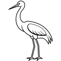 Elegant Stork Outline Vector