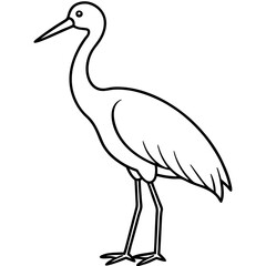 Elegant Stork Outline Vector