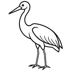 Elegant Stork Outline Vector