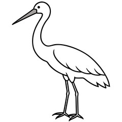 Elegant Stork Outline Vector