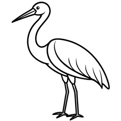 Elegant Stork Outline Vector