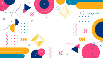 Flat Colorful Memphis Geometric Abstract Background