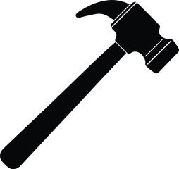 Silhouette Claw Hammer Isolated on White Background Carpentry Tool