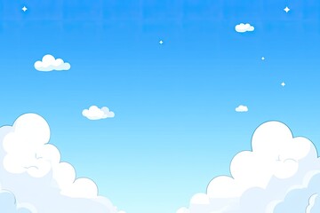 Cartoon sky with fluffy clouds