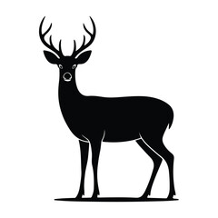 Obraz premium Bold Black Silhouette of a Majestic Deer with Prominent Antlers