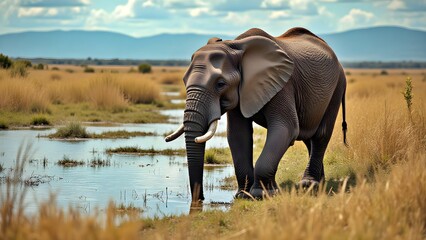 Fototapeta premium Elephant by River