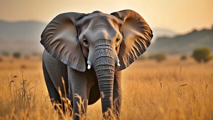 Obraz premium Lone Elephant in Savannah