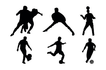 Running and Kicking Soccer Player Silhouettes Pack