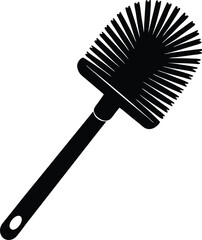 Toilet Bowl Brush Icon, Black Silhouette with Transparent Background, Cleaning Equipment