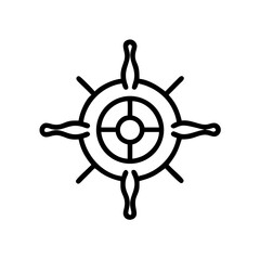 Fototapeta premium Nautical ship wheel icon with stylized handles in outline