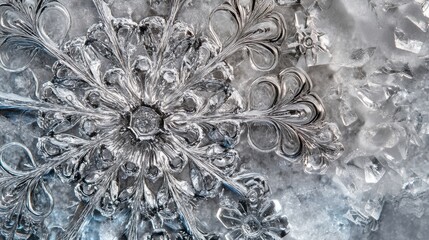 stunning close-up of a delicate ice crystal