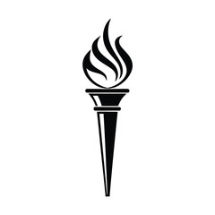 Black silhouette of a stylized torch with a flame Art & Illustration