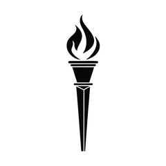 Black silhouette of a stylized torch with a flame Art & Illustration