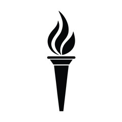Black silhouette of a stylized torch with a flame Art & Illustration