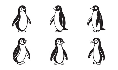 Fototapeta premium Cute Cartoon Penguin in Minimal Vector