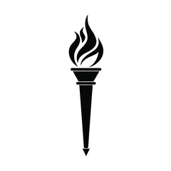 Black silhouette of a stylized torch with a flame Art & Illustration