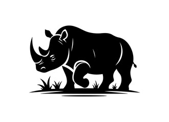 Fototapeta premium An illustration of a rhinoceros silhouette isolated on a white background