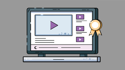 A digital streaming player displayed on a laptop screen, showing playback controls and content