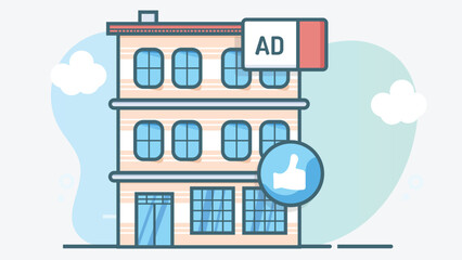 A cozy, multi-floor city building with a charming design, featuring a blend of modern and traditional elements