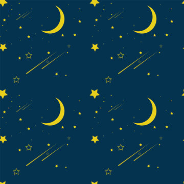 Night Atmosphere Seamless Pattern Vector Illustration