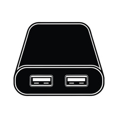 Obraz premium Silhouette of a power bank with two USB ports vector Art & Illustration
