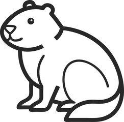 Beaver icon line art vector on transparent background