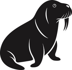 Walrus icon Silhouette vector on transparent background