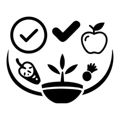 Balanced Diet Icon Line Art Health & Medical Vector Illustration on Transparent Background PNG Image  
