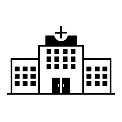 Modern Hospital Icon Line Art Health & Medical Vector Illustration on Transparent Background PNG Image  