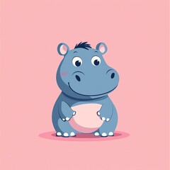 Fototapeta premium A cute cartoon hippo character with a friendly expression, ideal for children's illustrations or playful themes.