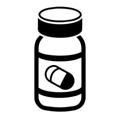 Medication Bottle Icon Line Art Health & Medical Vector Illustration on Transparent Background PNG Image  