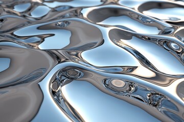 Abstract liquid metal surface with reflections and ripples.