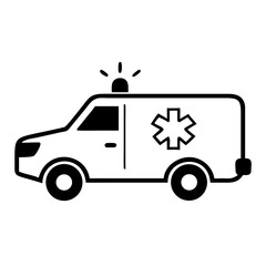Ambulance Vehicle Icon Line Art Health & Medical Vector Illustration on Transparent Background PNG Image  