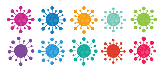 Simple virus drawing icon set, Coronavirus simple icon. Vector concept illustration of Covid-19 virus.