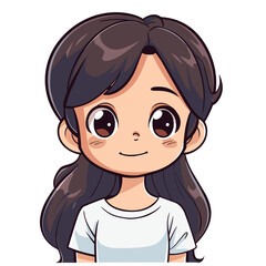 Obraz premium cute little girl with long hair, cartoon vector illustration graphic design